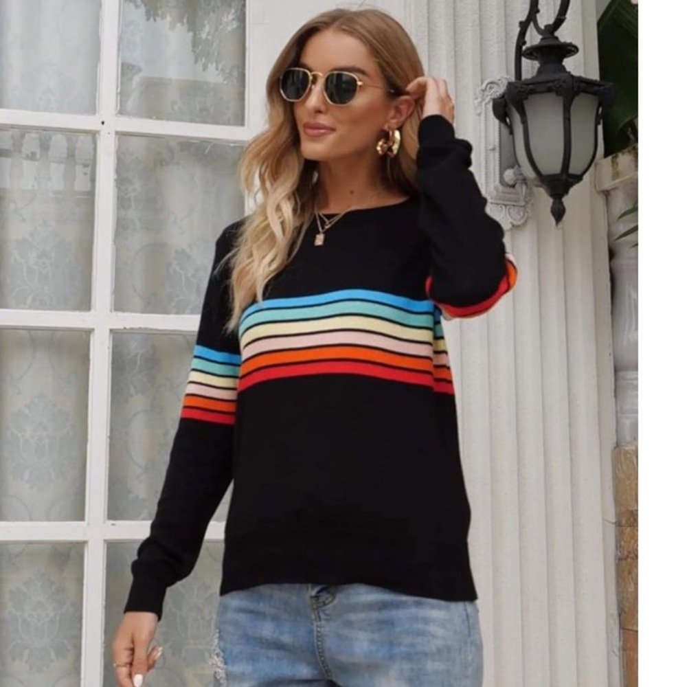 HERA COLLECTION Rainbow mid length Sweater Size Large - Picture 12 of 12